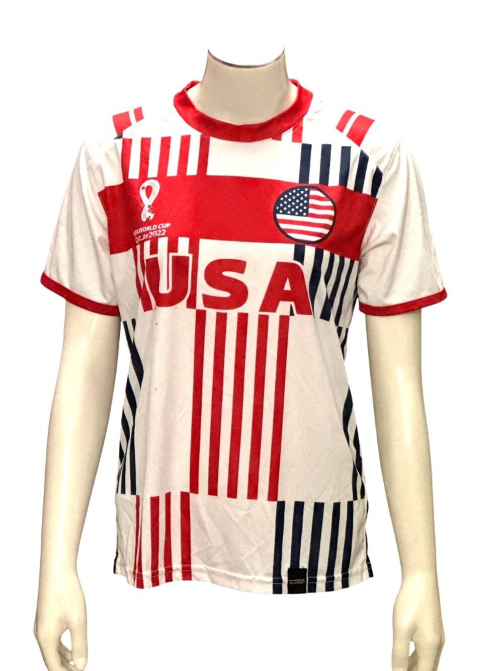 USA FIFA World Cup Qatar 2022 Medium 10 12 White Red Blue Soccer Tee Casual Game - Picture 2 of 9